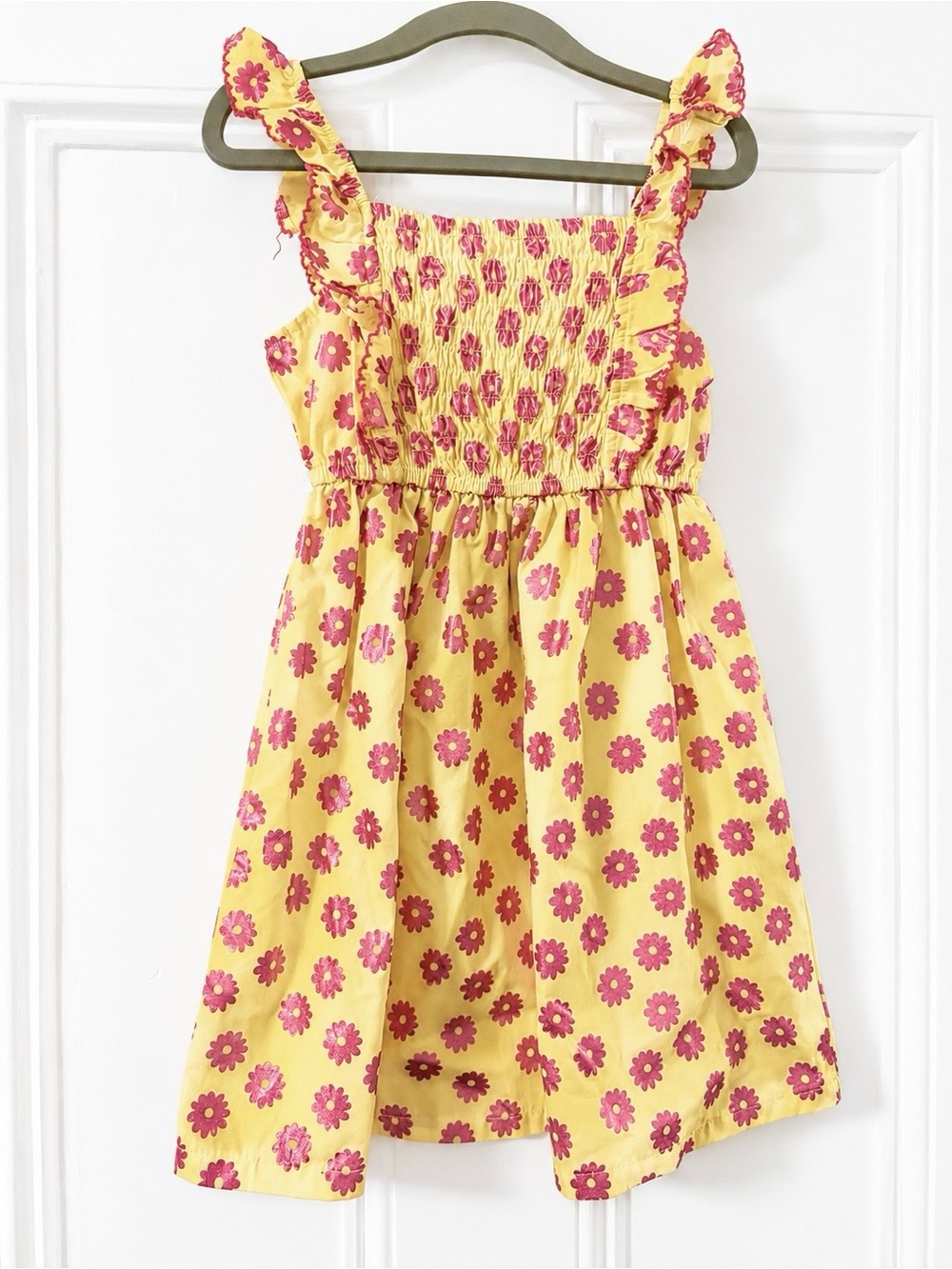 Penelope Mack Yellow Pink Floral Smocked Sundress Dress Girls Size 4